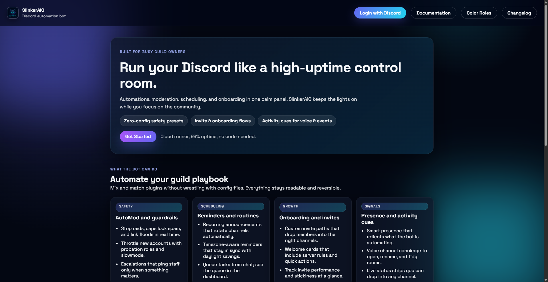 SlinkerAIO Discord automation bot web app